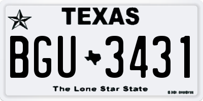 TX license plate BGU3431