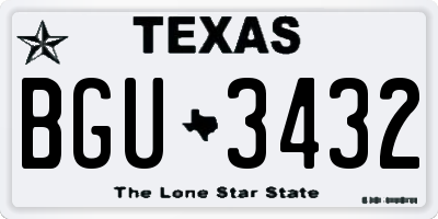 TX license plate BGU3432