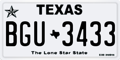 TX license plate BGU3433