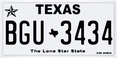TX license plate BGU3434