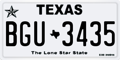 TX license plate BGU3435
