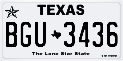 TX license plate BGU3436