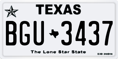 TX license plate BGU3437