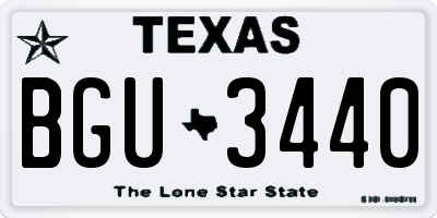 TX license plate BGU3440