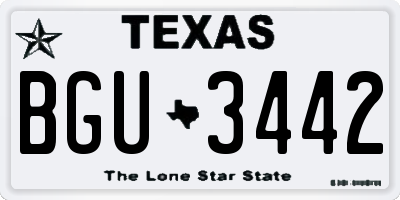 TX license plate BGU3442