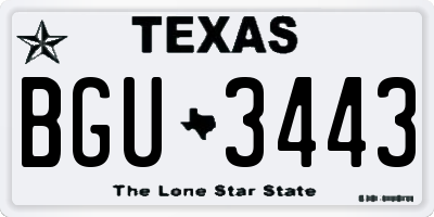 TX license plate BGU3443