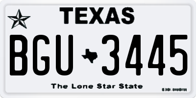 TX license plate BGU3445