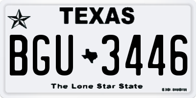 TX license plate BGU3446