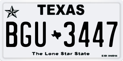 TX license plate BGU3447
