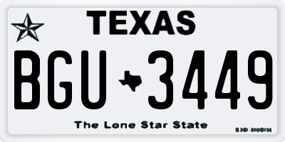 TX license plate BGU3449