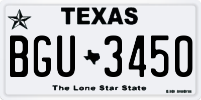 TX license plate BGU3450