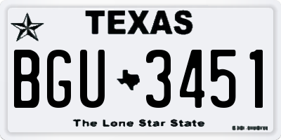 TX license plate BGU3451