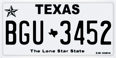 TX license plate BGU3452