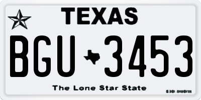 TX license plate BGU3453
