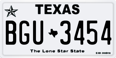 TX license plate BGU3454