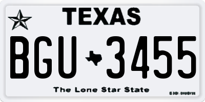 TX license plate BGU3455