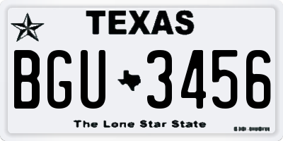 TX license plate BGU3456