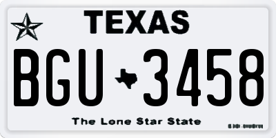 TX license plate BGU3458