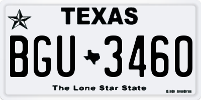 TX license plate BGU3460