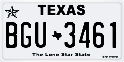 TX license plate BGU3461