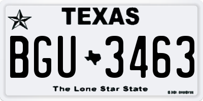 TX license plate BGU3463