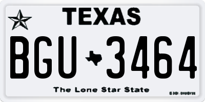 TX license plate BGU3464