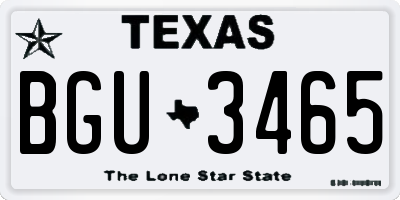 TX license plate BGU3465
