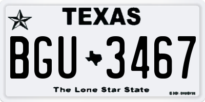 TX license plate BGU3467
