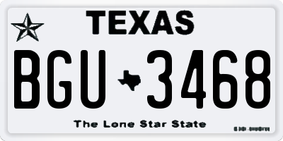 TX license plate BGU3468