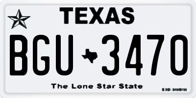 TX license plate BGU3470