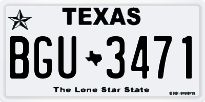 TX license plate BGU3471