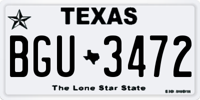 TX license plate BGU3472