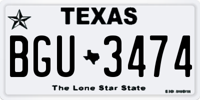 TX license plate BGU3474