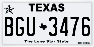 TX license plate BGU3476