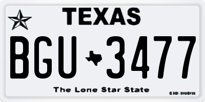 TX license plate BGU3477