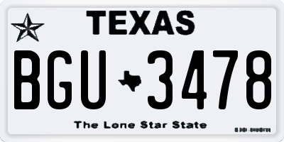 TX license plate BGU3478