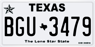 TX license plate BGU3479