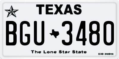 TX license plate BGU3480