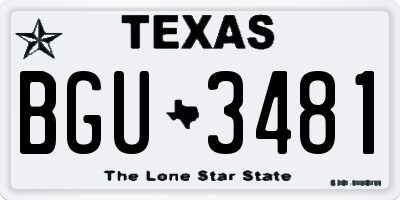 TX license plate BGU3481