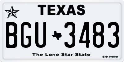TX license plate BGU3483