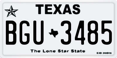 TX license plate BGU3485