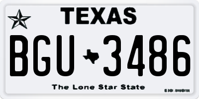TX license plate BGU3486