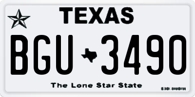TX license plate BGU3490