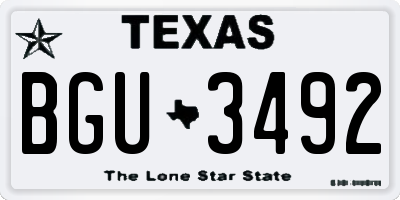 TX license plate BGU3492
