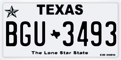 TX license plate BGU3493
