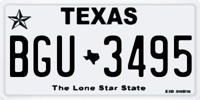 TX license plate BGU3495