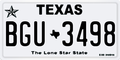 TX license plate BGU3498