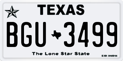 TX license plate BGU3499