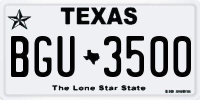TX license plate BGU3500