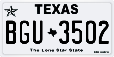 TX license plate BGU3502